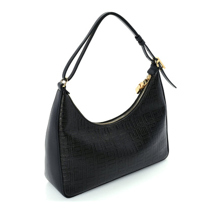Givenchy Coated Canvas Logo 4G Embossed Small Moon Cut Out Shoulder Bag Black 2 of 8