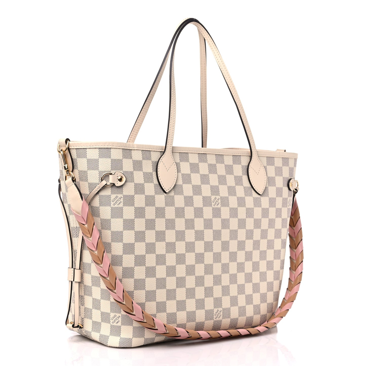 Damier Azur Braided Neverfull MM Pink
