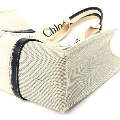 Chloe Cotton Calfskin Large Woody Ribbon Tote  White Blue 8 of 8
