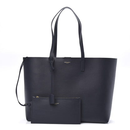 Saint Laurent Calfskin Large Shopping Tote Deep Marine 1 of 9