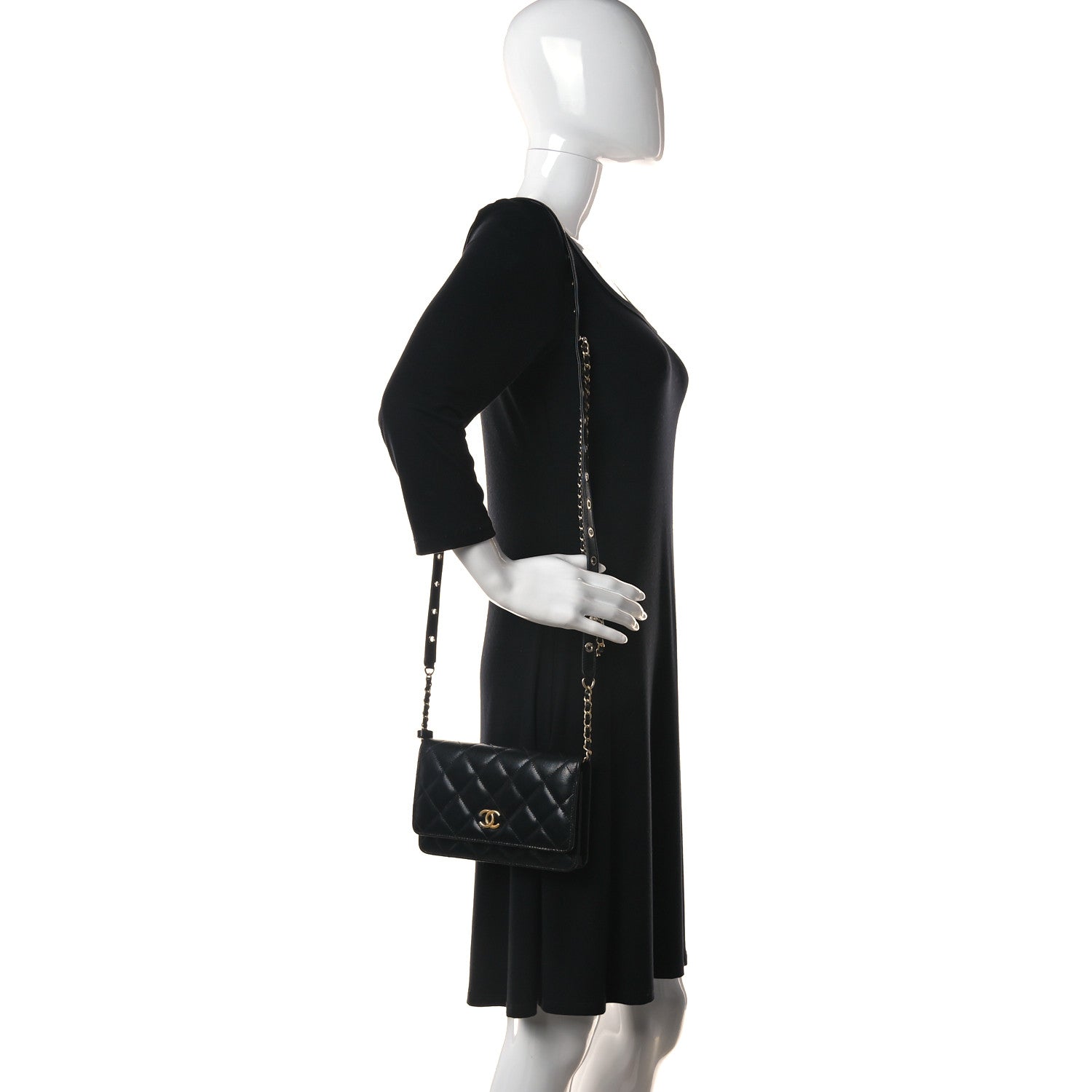 Chanel Goatskin Quilted Quilted Like A Wallet Wallet On Chain WOC Black 3 of 13