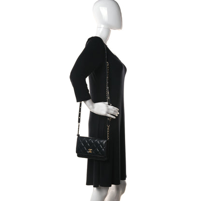 Chanel Goatskin Quilted Quilted Like A Wallet Wallet On Chain WOC Black 3 of 13