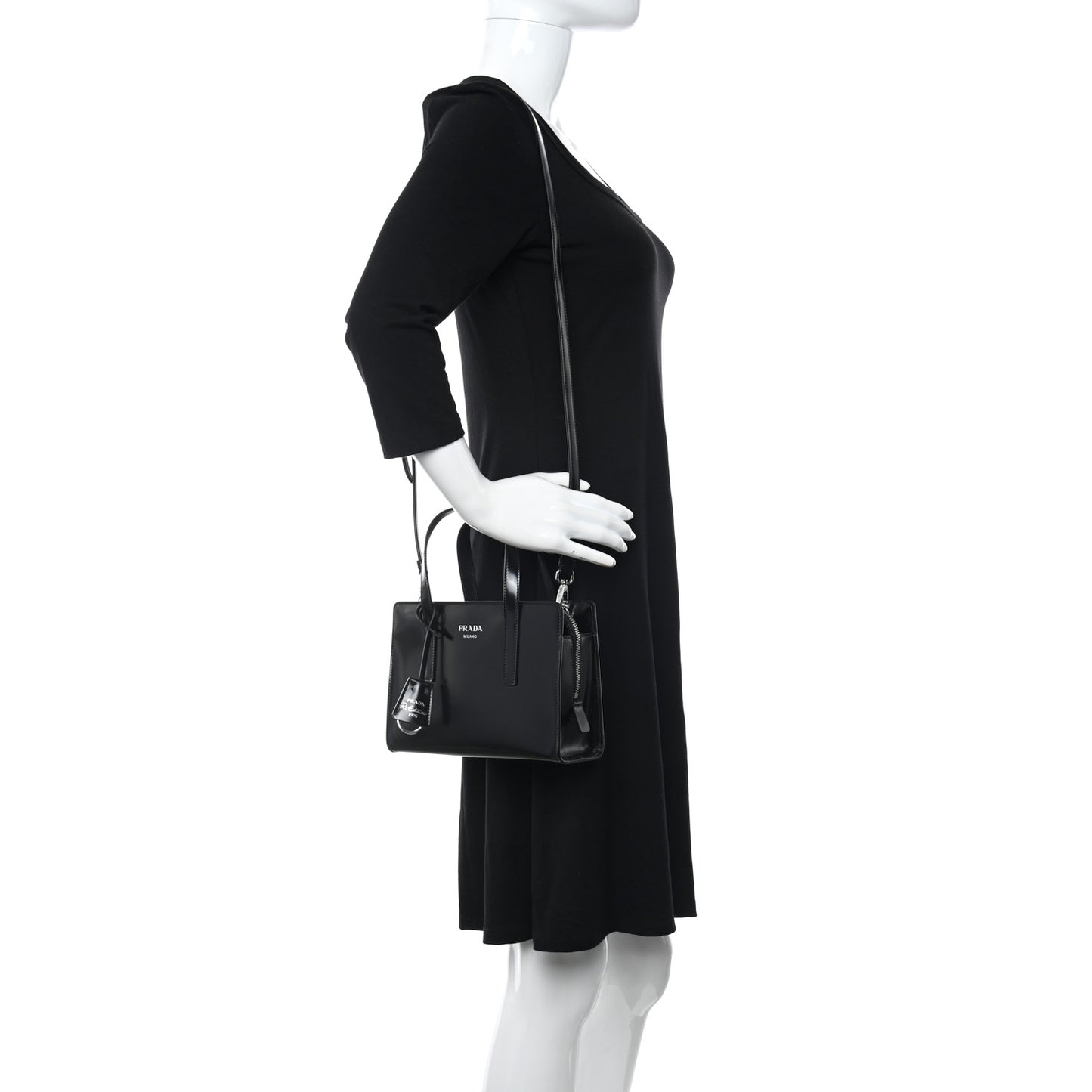 Spazzolato Mini Re-Edition 1995 Double Handle Handbag Black