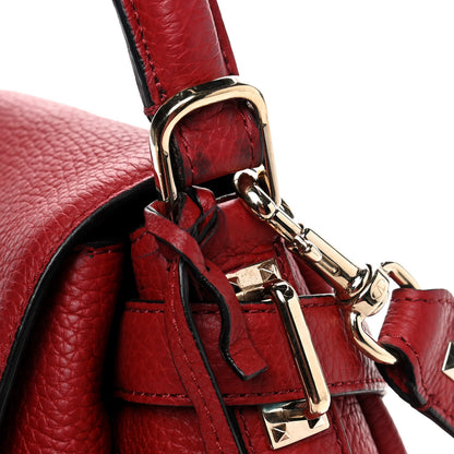 Valentino Garavani Pebbled Calfskin Rockstud Twiny Top Handle Bag Red 10 of 11