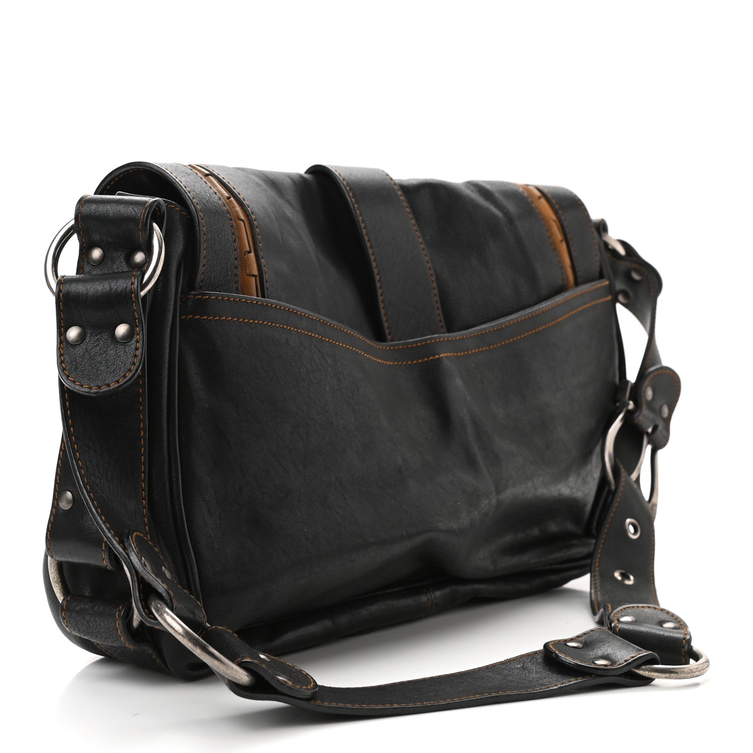 Christian Dior Calfskin Medium Gaucho Double Saddle Bag Black 2 of 21