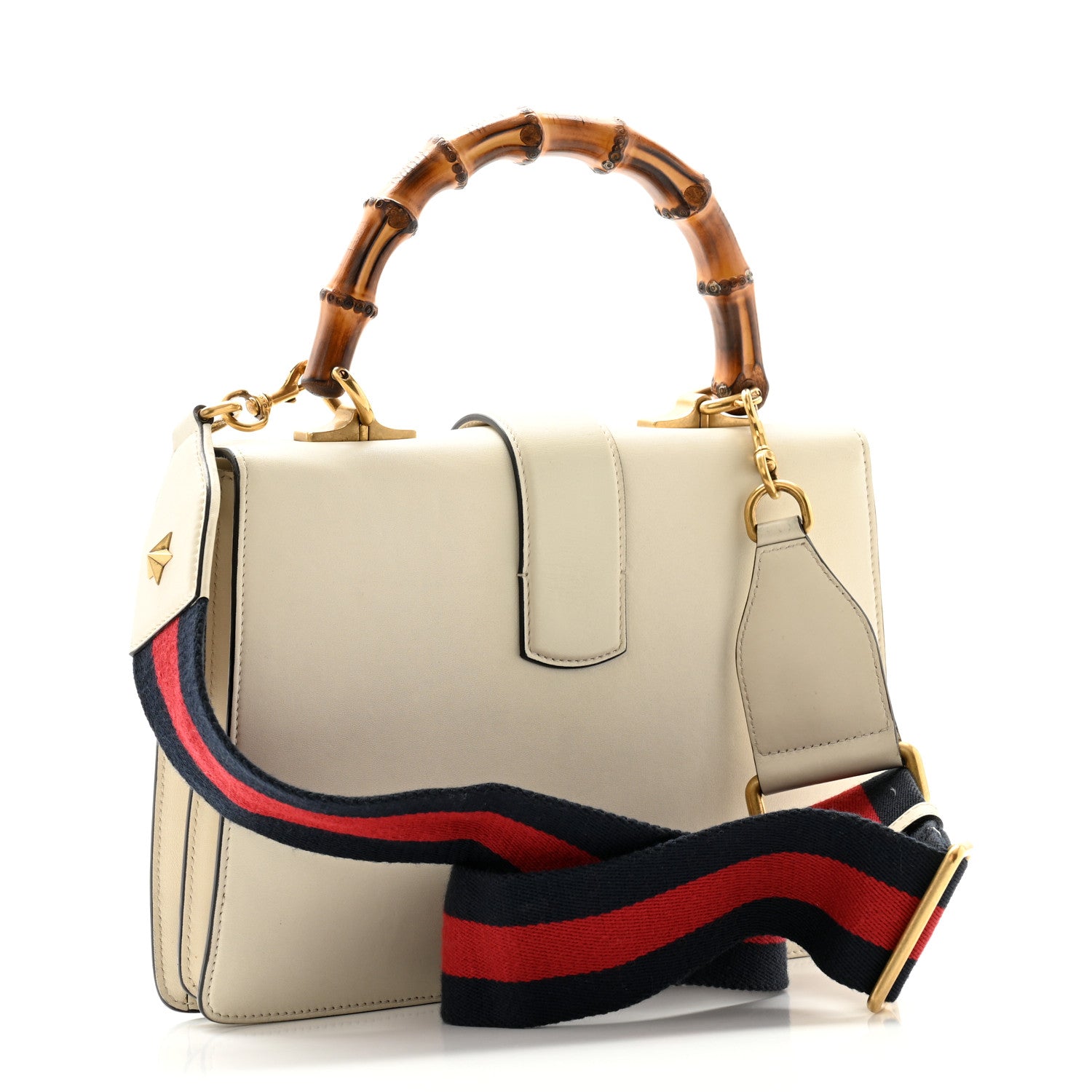 Gucci Calfskin Bamboo Web Medium Dionysus Top Handle Bag White Blue Hibiscus Red 3 of 13