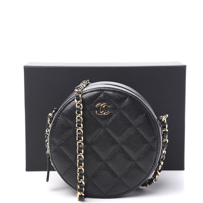 Chanel Caviar Quilted Round Clutch With Chain Black 10 of 10
