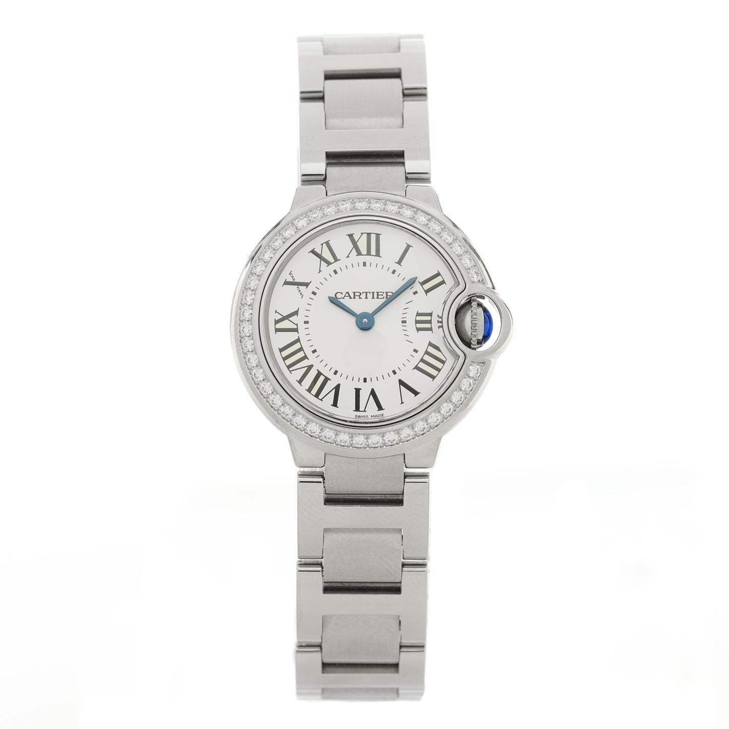 Stainless Steel Diamond Bezel 28mm Ballon Bleu De Cartier Quartz Watch