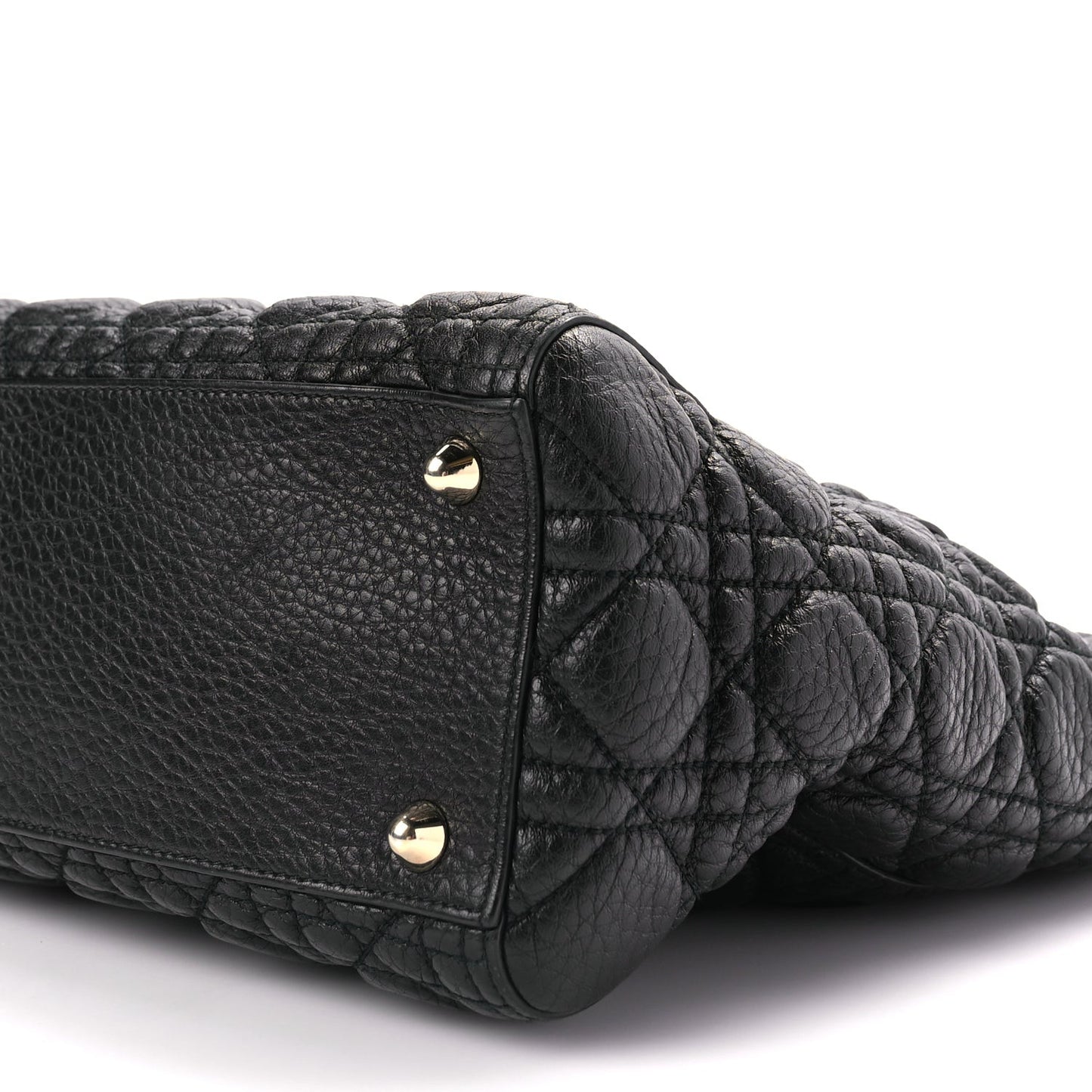 Grained Calfskin Cannage Large Supple Lady Dior Black