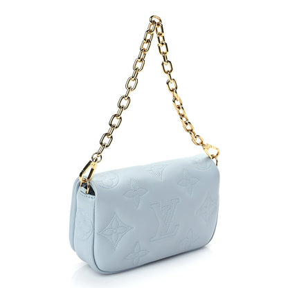 Louis Vuitton Calfskin Bubblegram Wallet On Strap Ice Blue 2 of 8