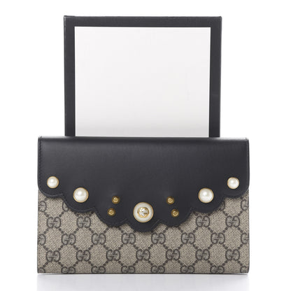 Gucci GG Supreme Monogram Mini Peony Pearly Clutch Black 7 of 7