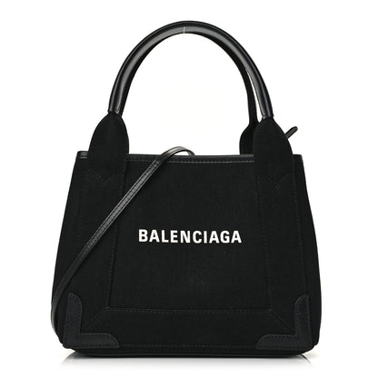 Balenciaga Cotton Canvas Calfskin Navy Cabas XS Black 1 of 10