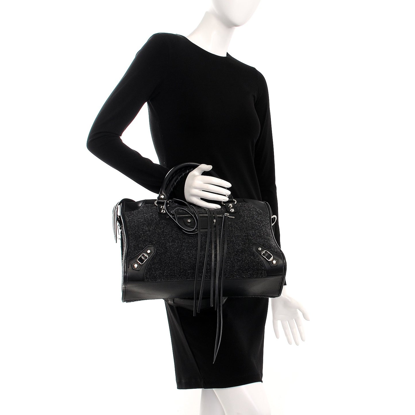 Alpaca Calfskin Classic Silver Hardware City Black