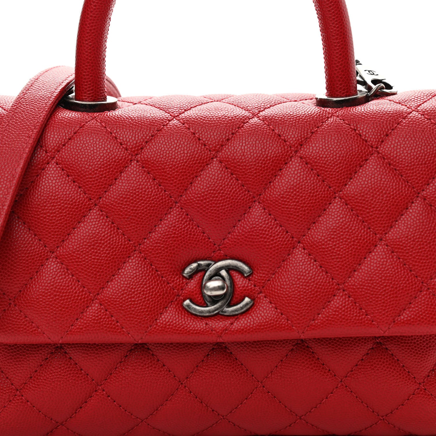 Chanel Caviar Quilted Mini Coco Handle Flap Dark Red 8 of 10