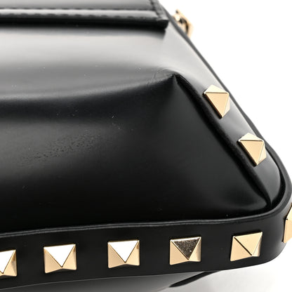 Valentino Garavani Brushed Calfskin Rockstud Flip Lock Chain Shoulder Bag Black 15 of 15
