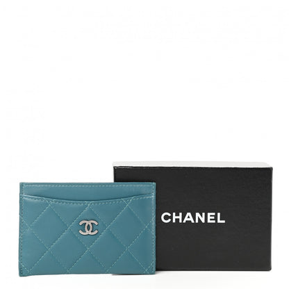Chanel Lambskin Quilted Card Holder Blue 10 of 10