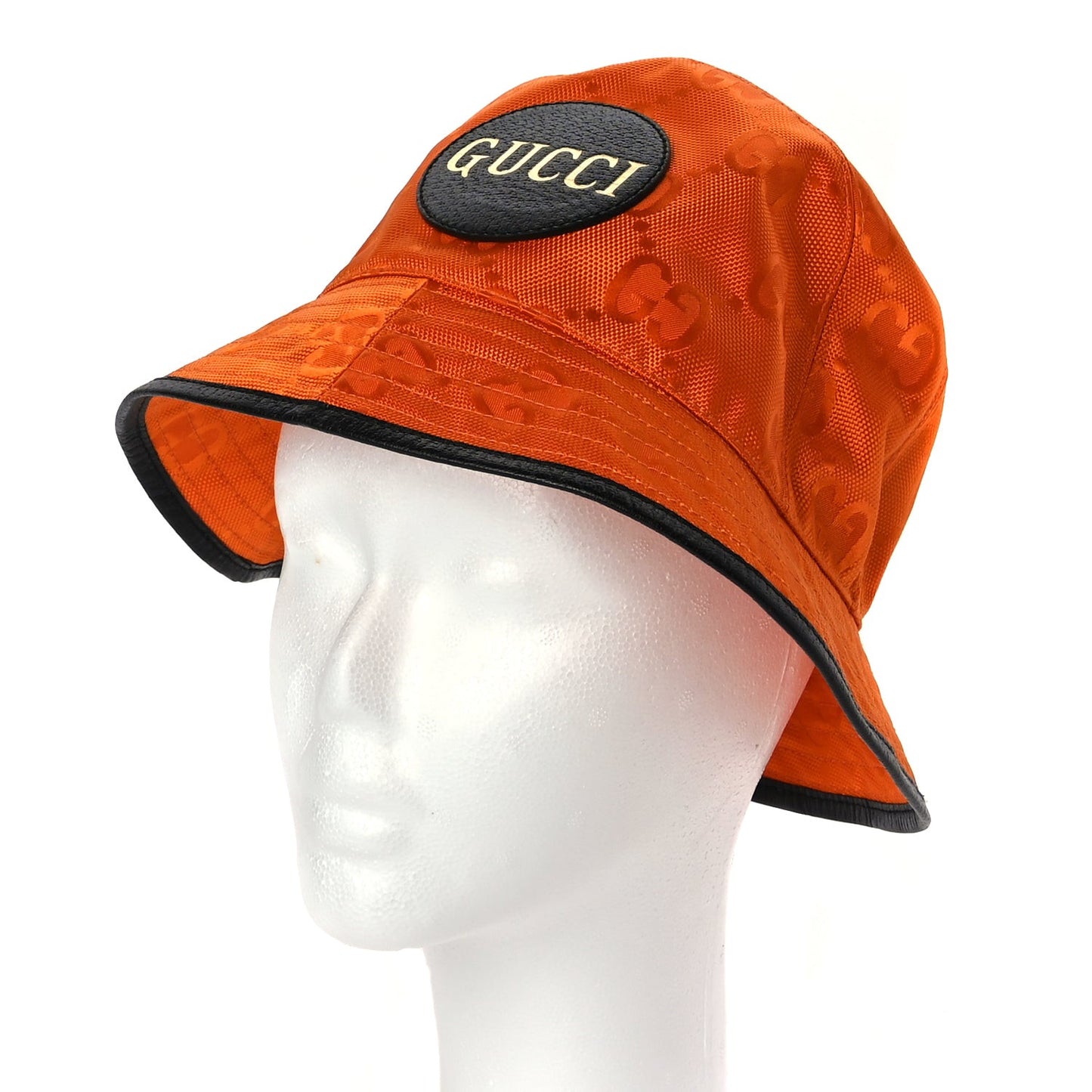 GUCCI Econyl Nylon Monogram Off The Grid Will Bucket Hat M Carrot Orange Black