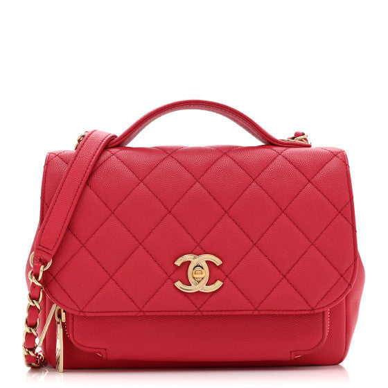Caviar Quilted Medium Business Affinity Flap Red