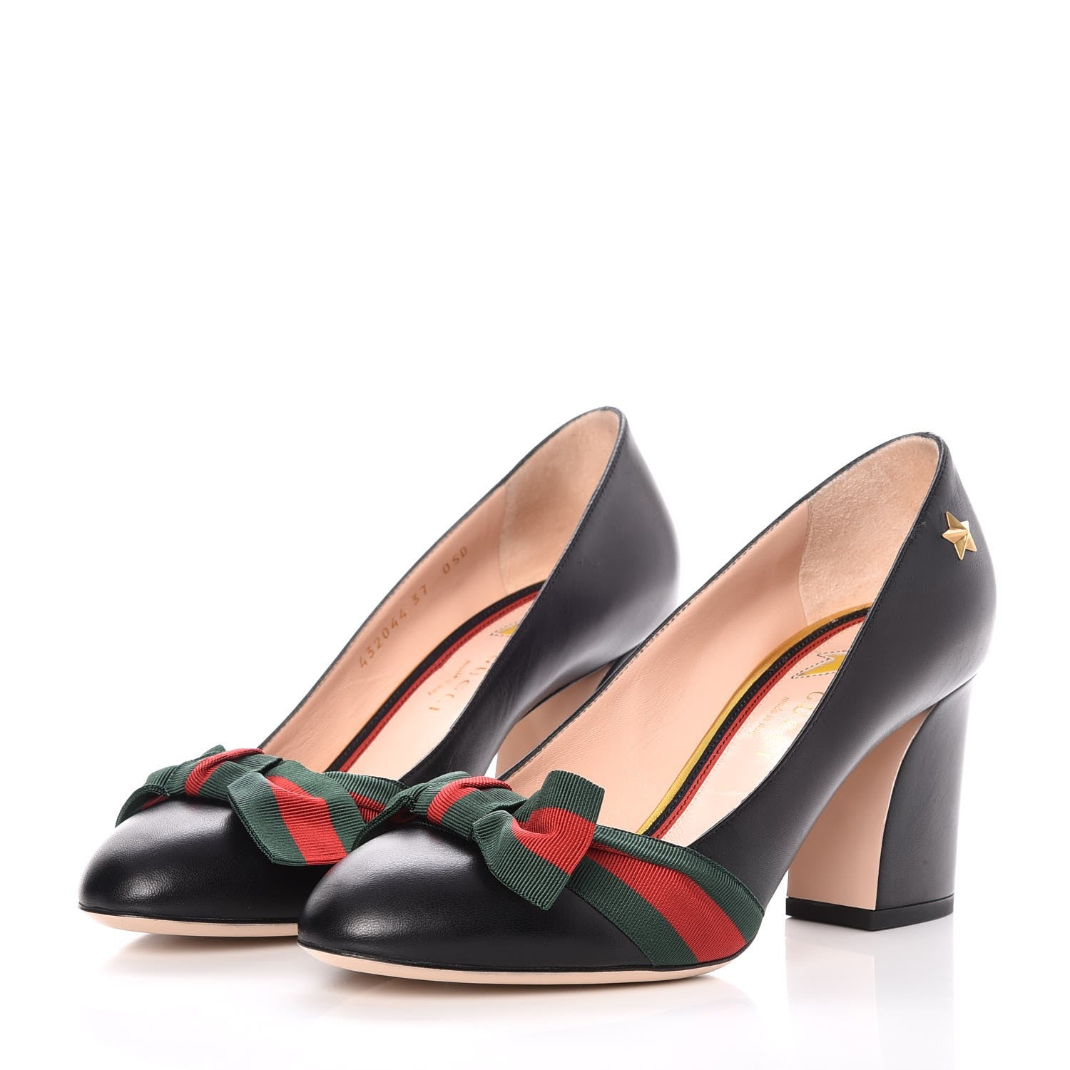 Gucci Calfkin Web Bow Pumps 37 Black 3 of 9