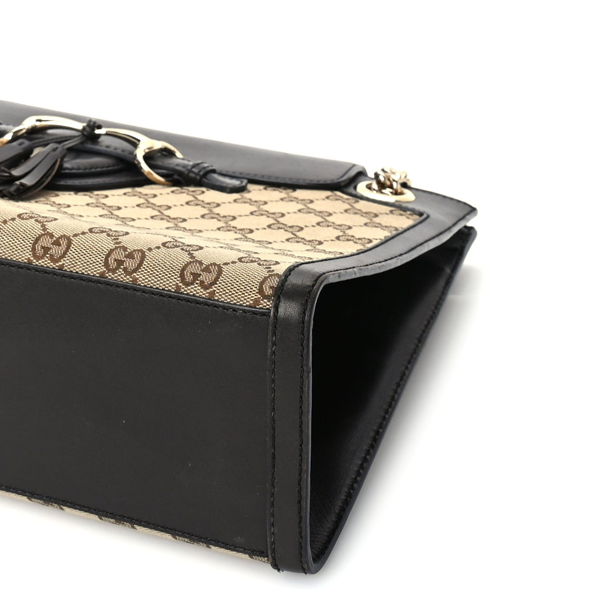 Gucci Monogram Margaux Calfskin Large Emily Chain Shoulder Bag Beige Ebony Cocoa 8 of 8