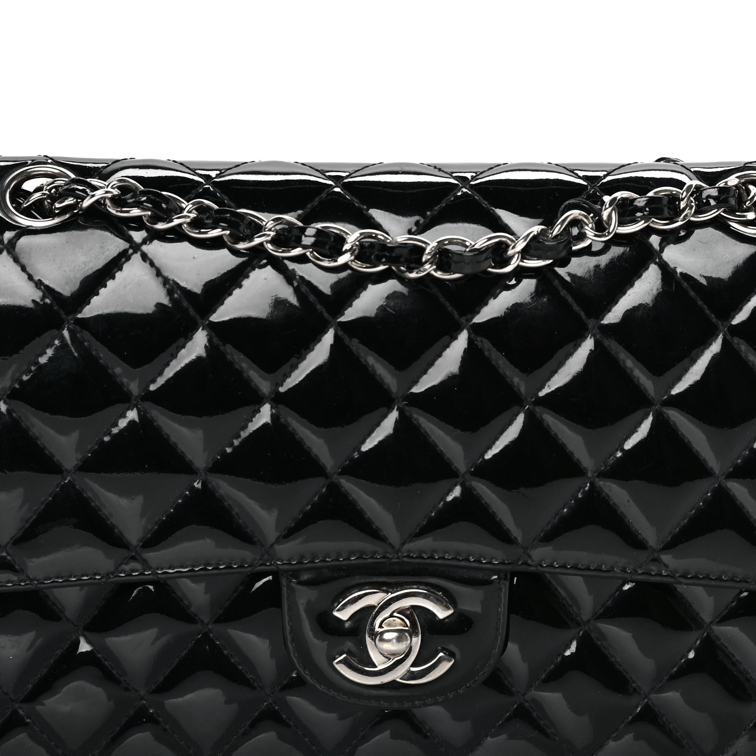 Chanel Patent Quilted Medium Double Flap Black 7 of 7