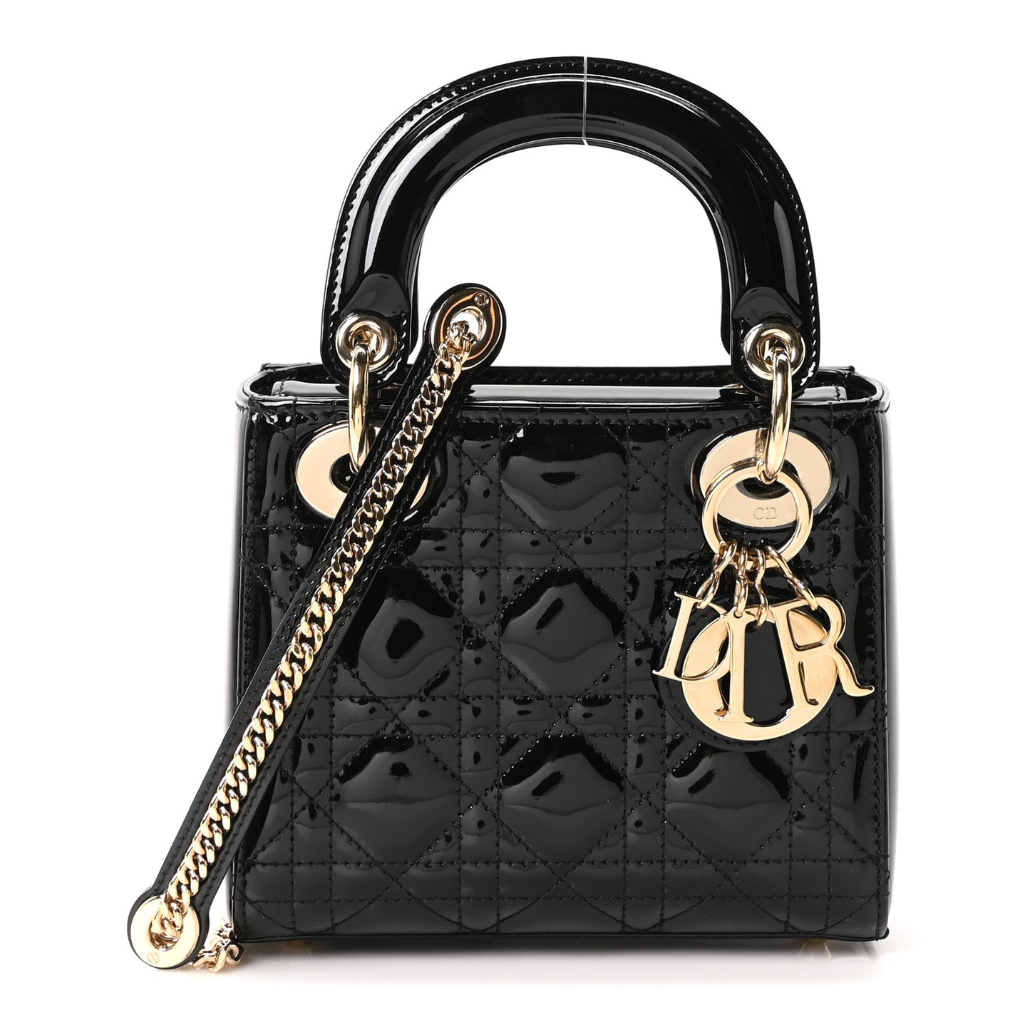 Patent Cannage Mini Lady Dior Black