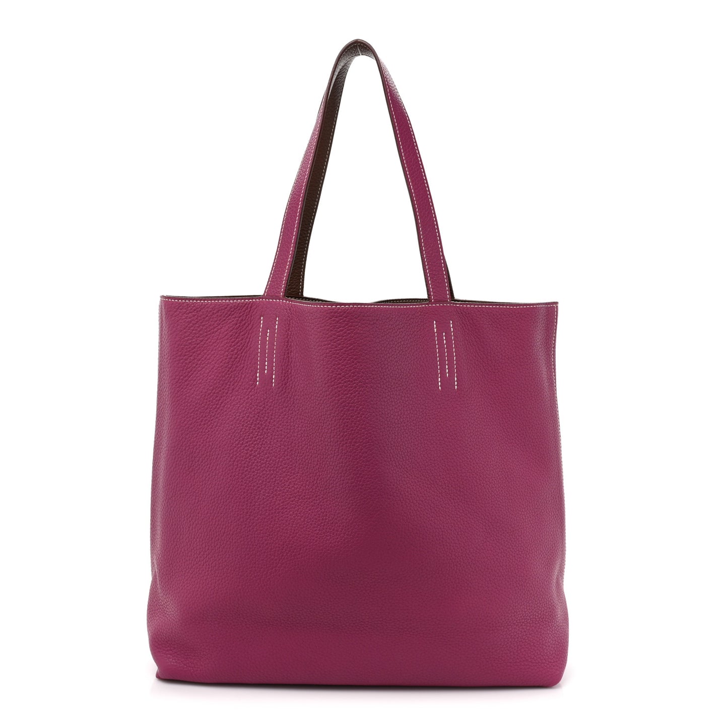 Taurillon Clemence Double Sens 36 Reversible Tote Marron Tosca