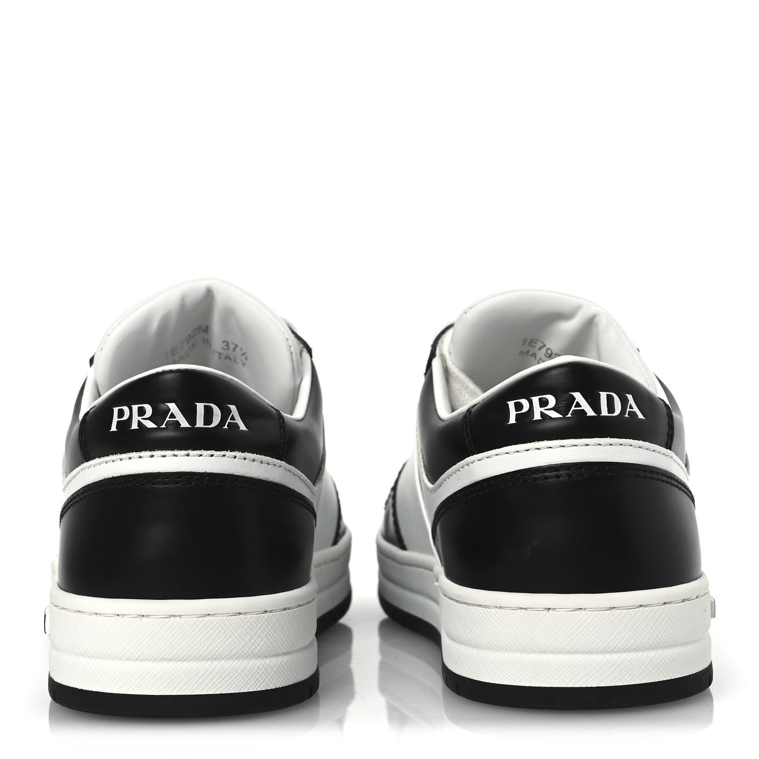Prada Vitello Sport Spazzolato Rois Metal Triangle Logo Downtown Low Top Sneakers 37.5 White Black 6 of 7