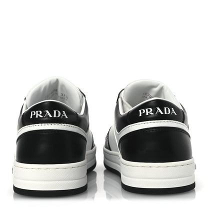 Prada Vitello Sport Spazzolato Rois Metal Triangle Logo Downtown Low Top Sneakers 37.5 White Black 6 of 7