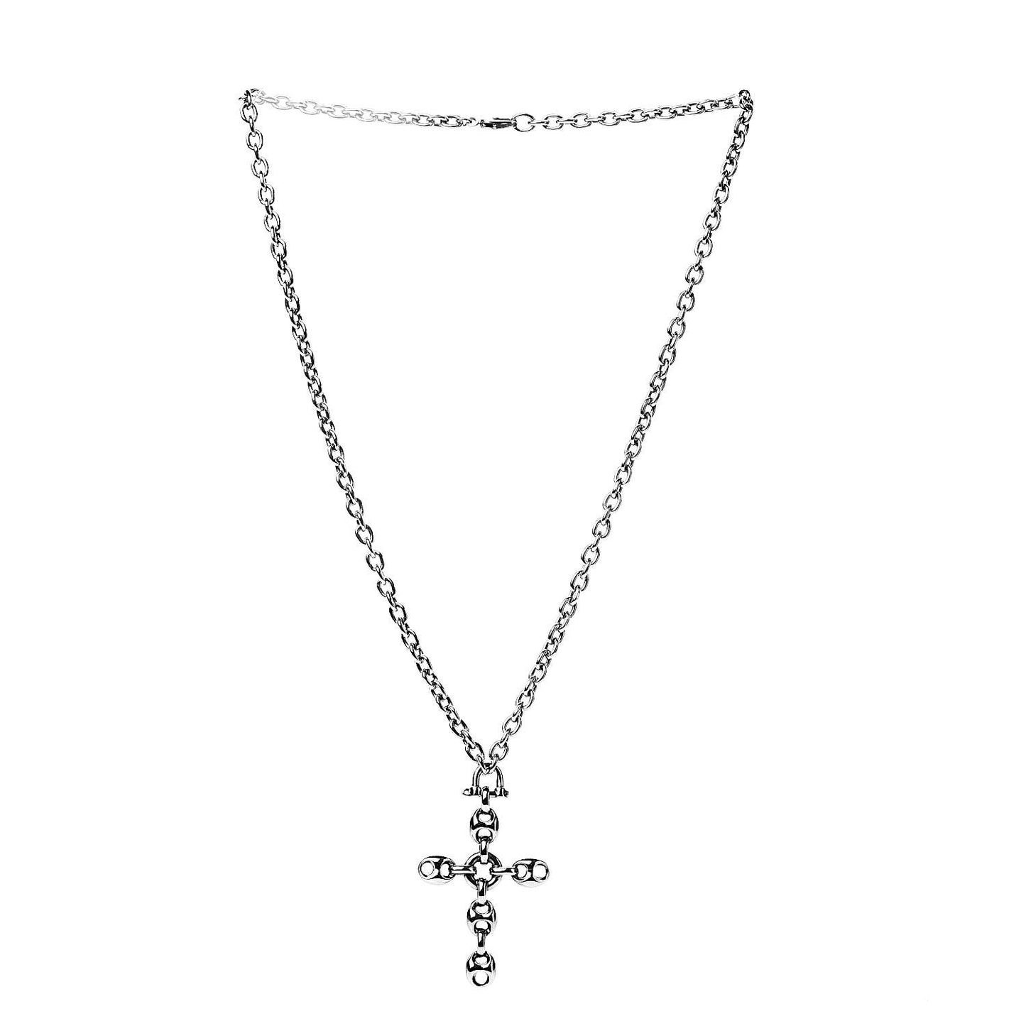Sterling Silver Link Cross Pendant Necklace