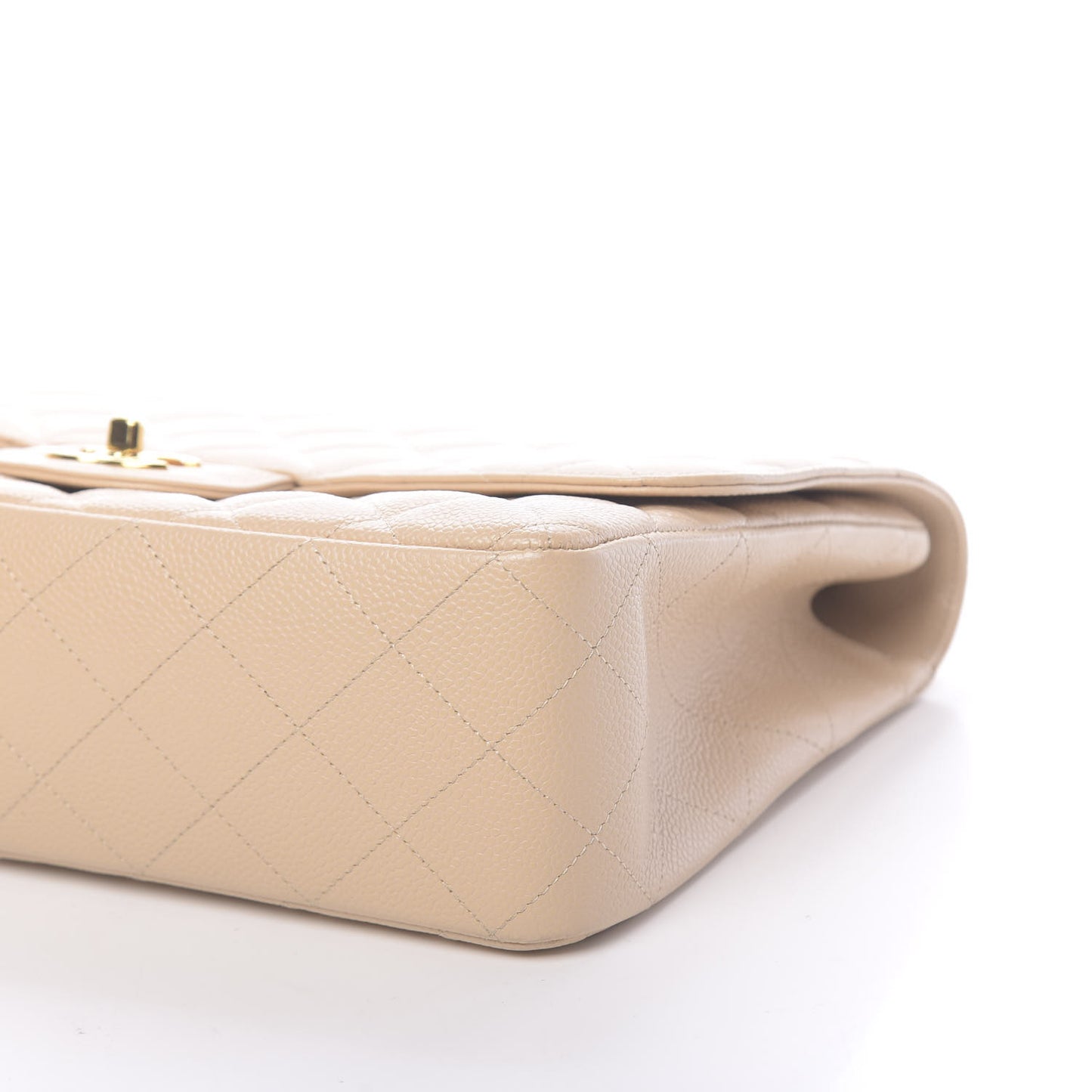 Caviar Quilted Jumbo Single Flap Beige Clair