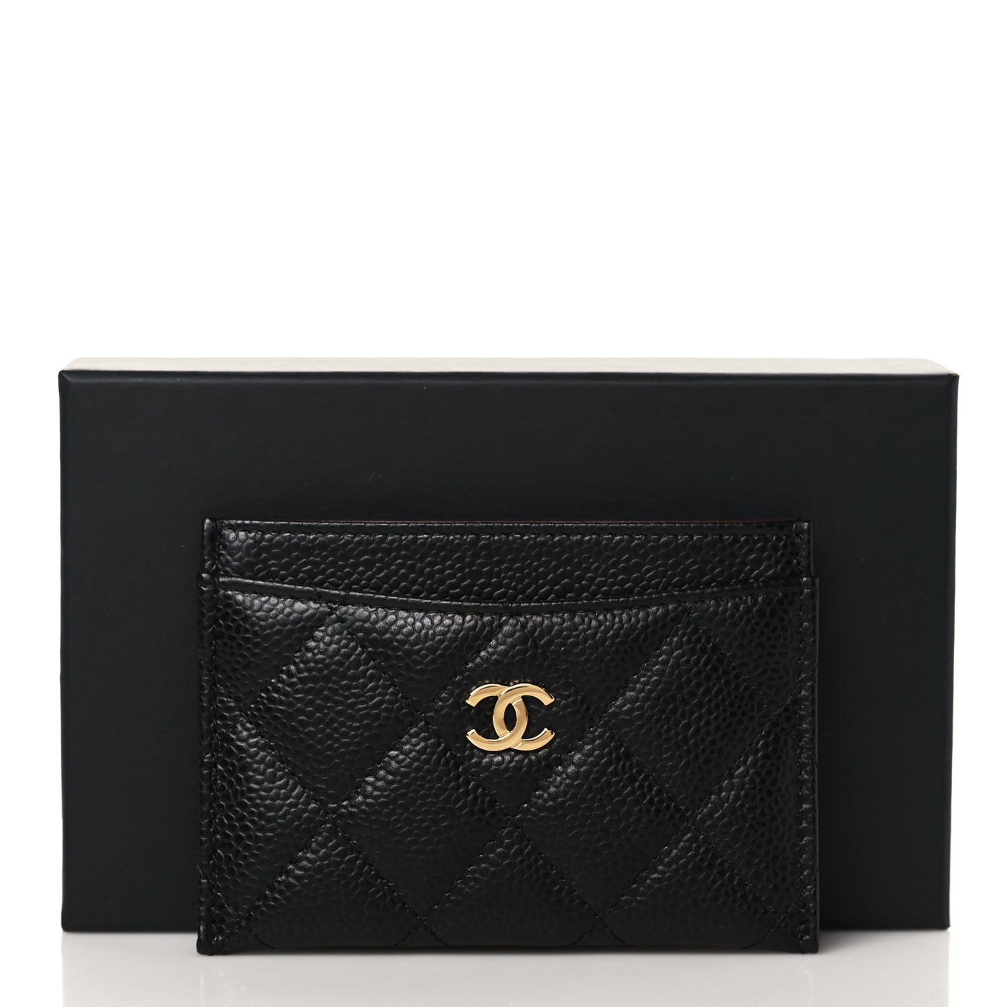 Caviar Quilted Card Holder Black