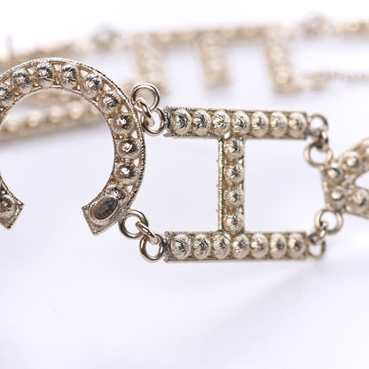 Chanel Crystal Cha-Nel Logo Drop Earrings Gold 4 of 5