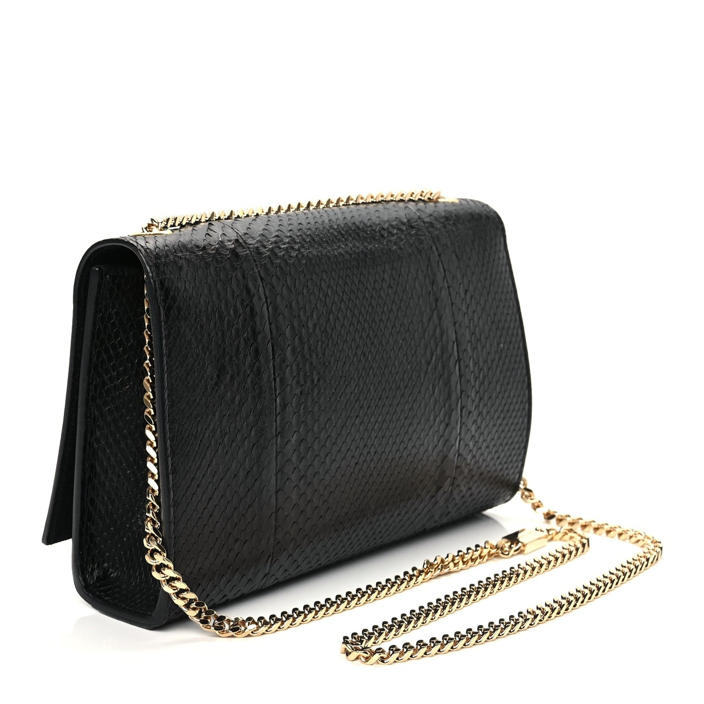Snakeskin Medium Classic Monogram Kate Tassel Satchel Black