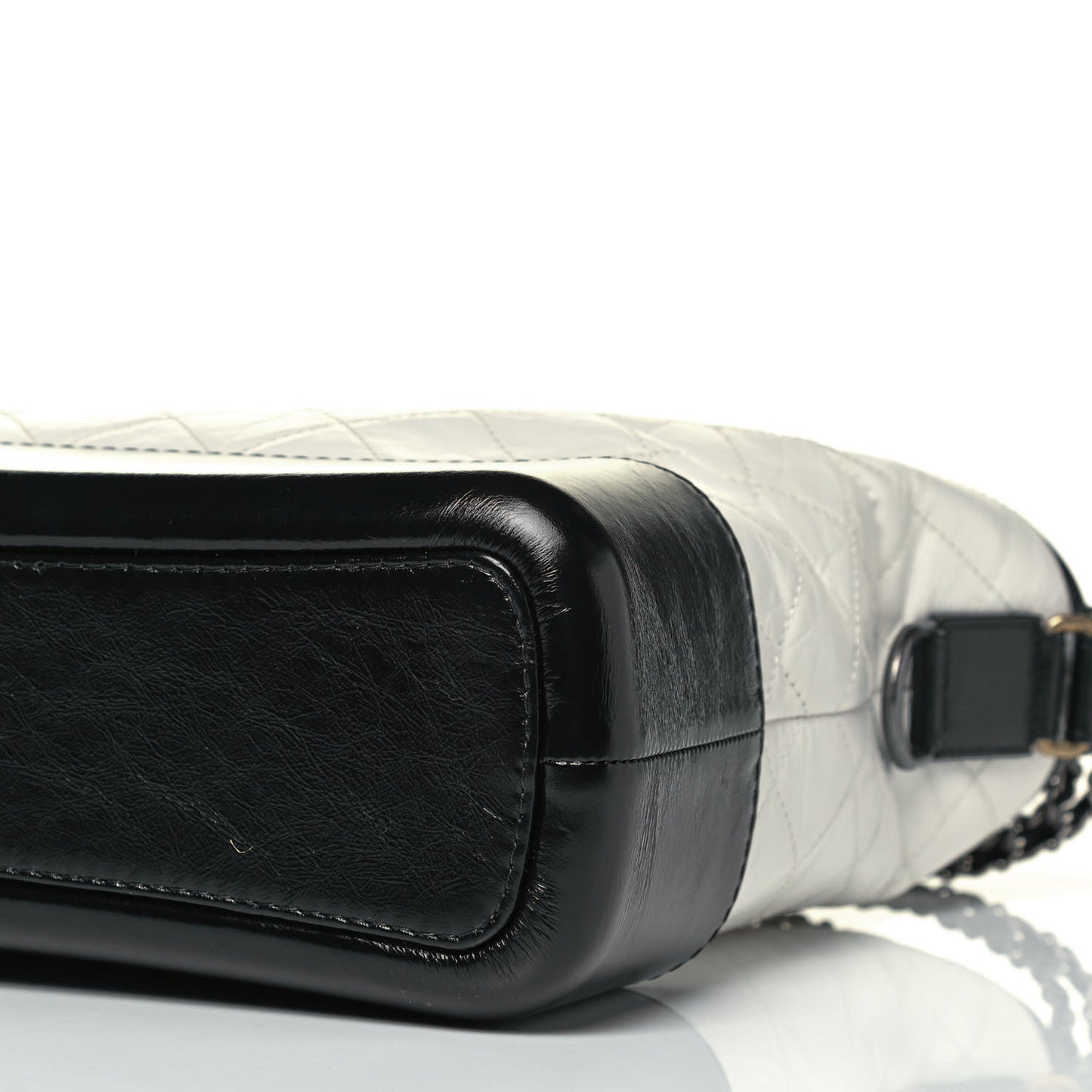 Aged Calfskin Quilted Large Gabrielle Hobo White Black