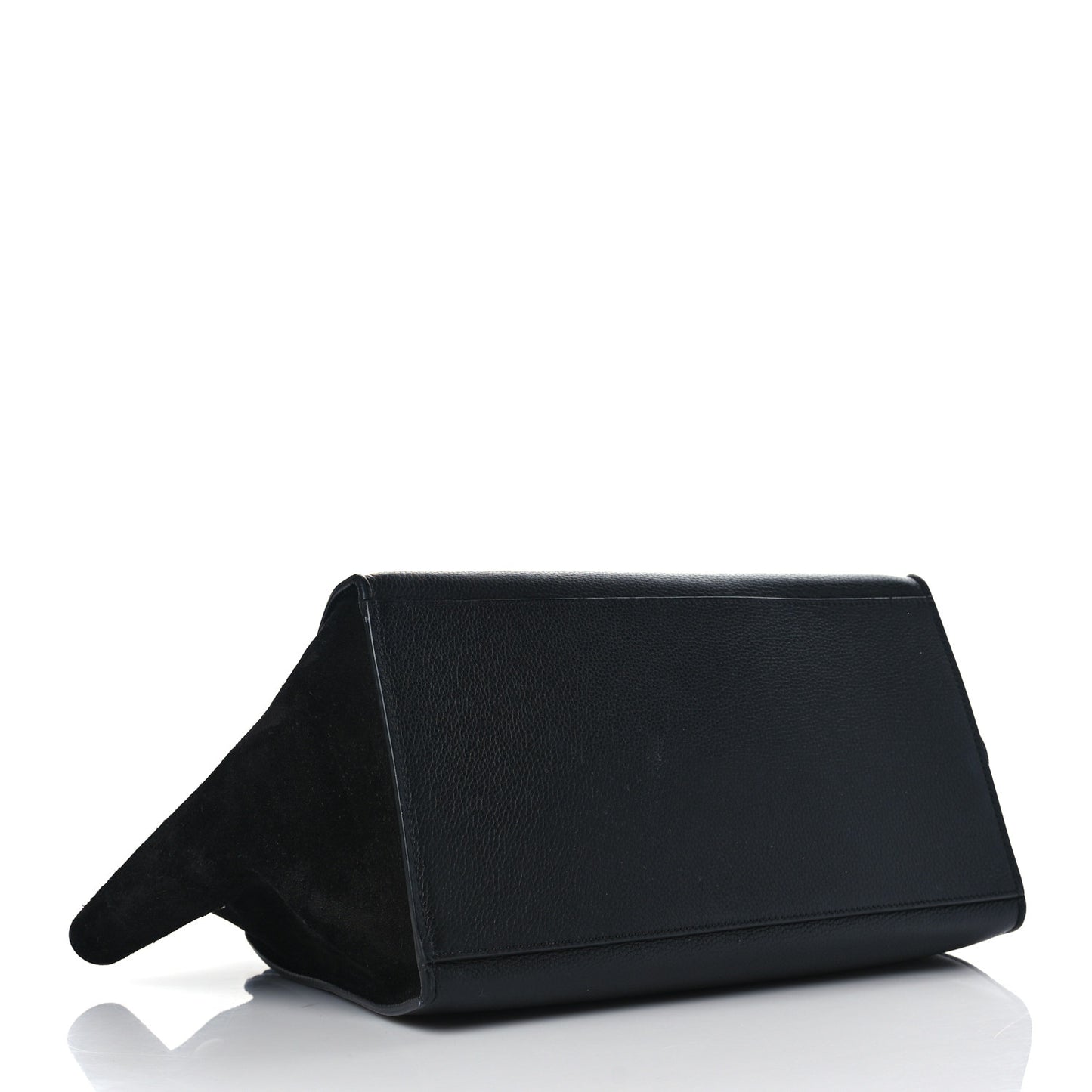 Drummed Calfskin Suede Small Trapeze Black