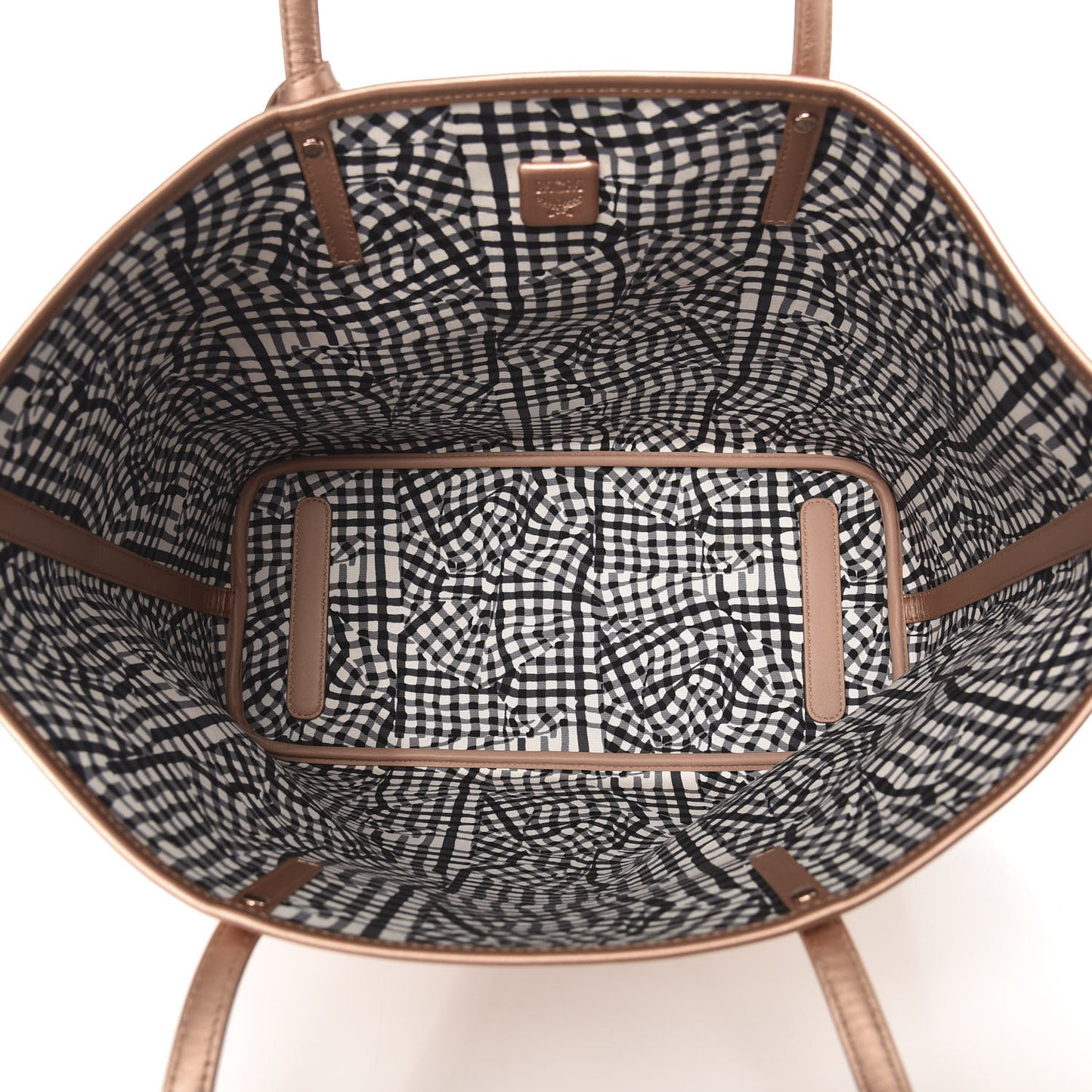 Metallic Visetos Medium Reversible Shopper Tote Champagne Gold