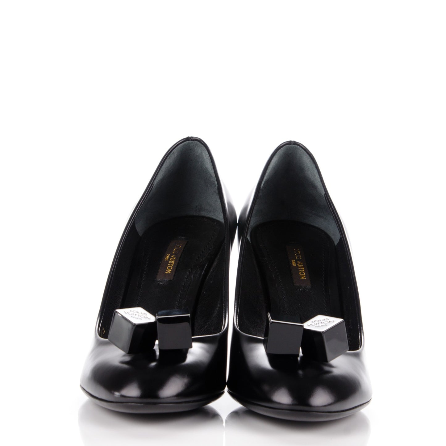 Calfskin Cubic Pumps 38 Black