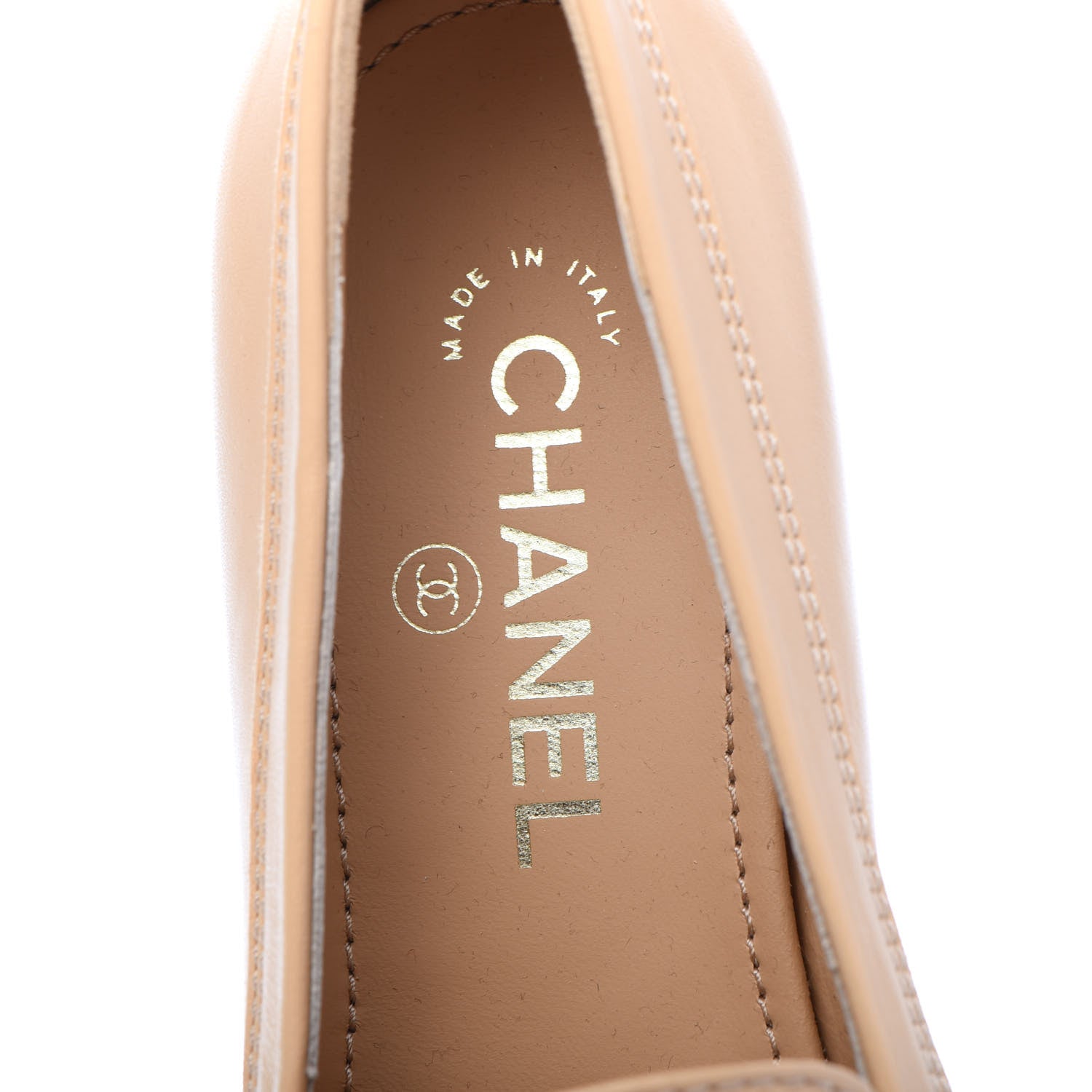 Chanel Lambskin CC Loafers 38 Beige 7 of 8
