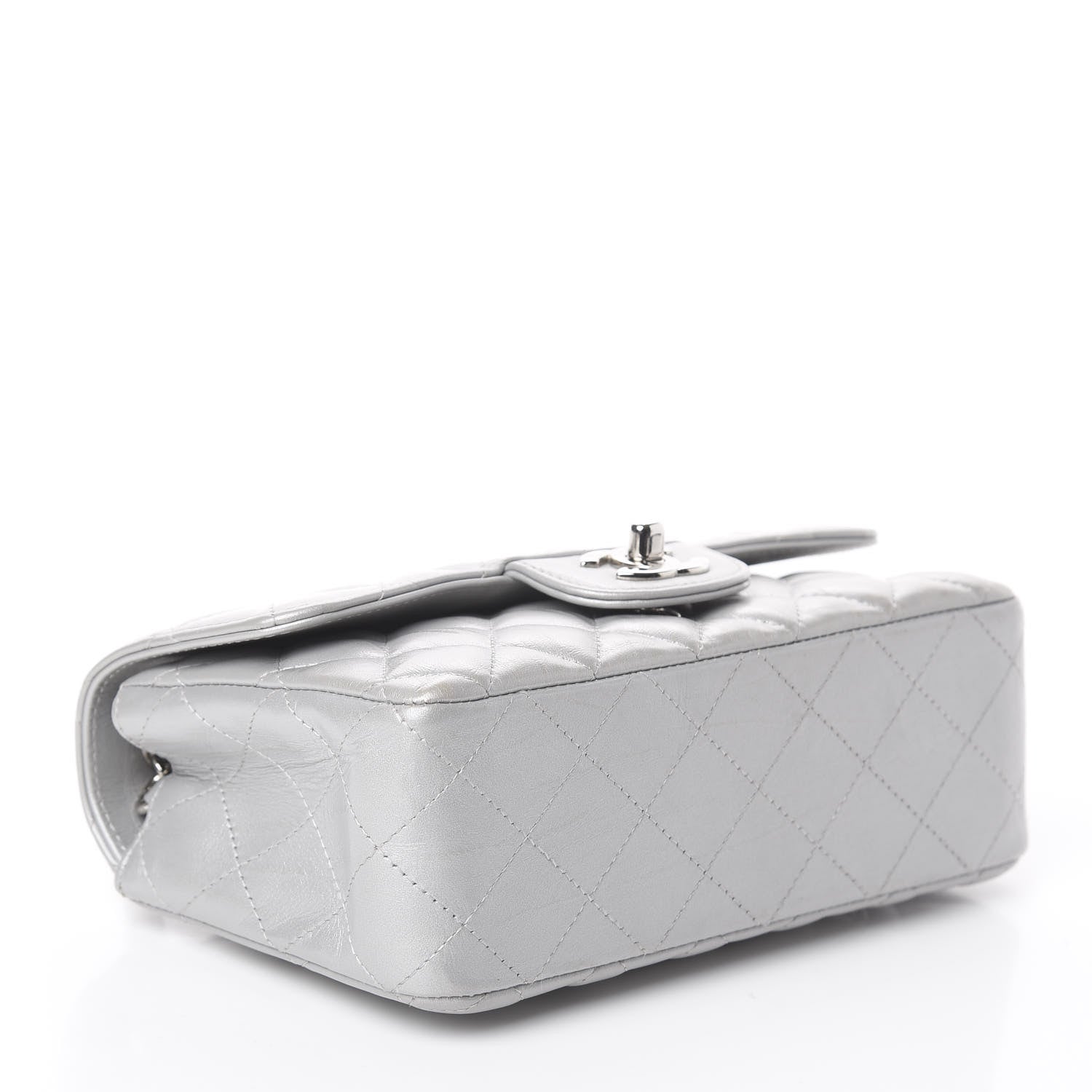 Chanel Metallic Lambskin Quilted Mini Rectangular Flap Silver 3 of 8