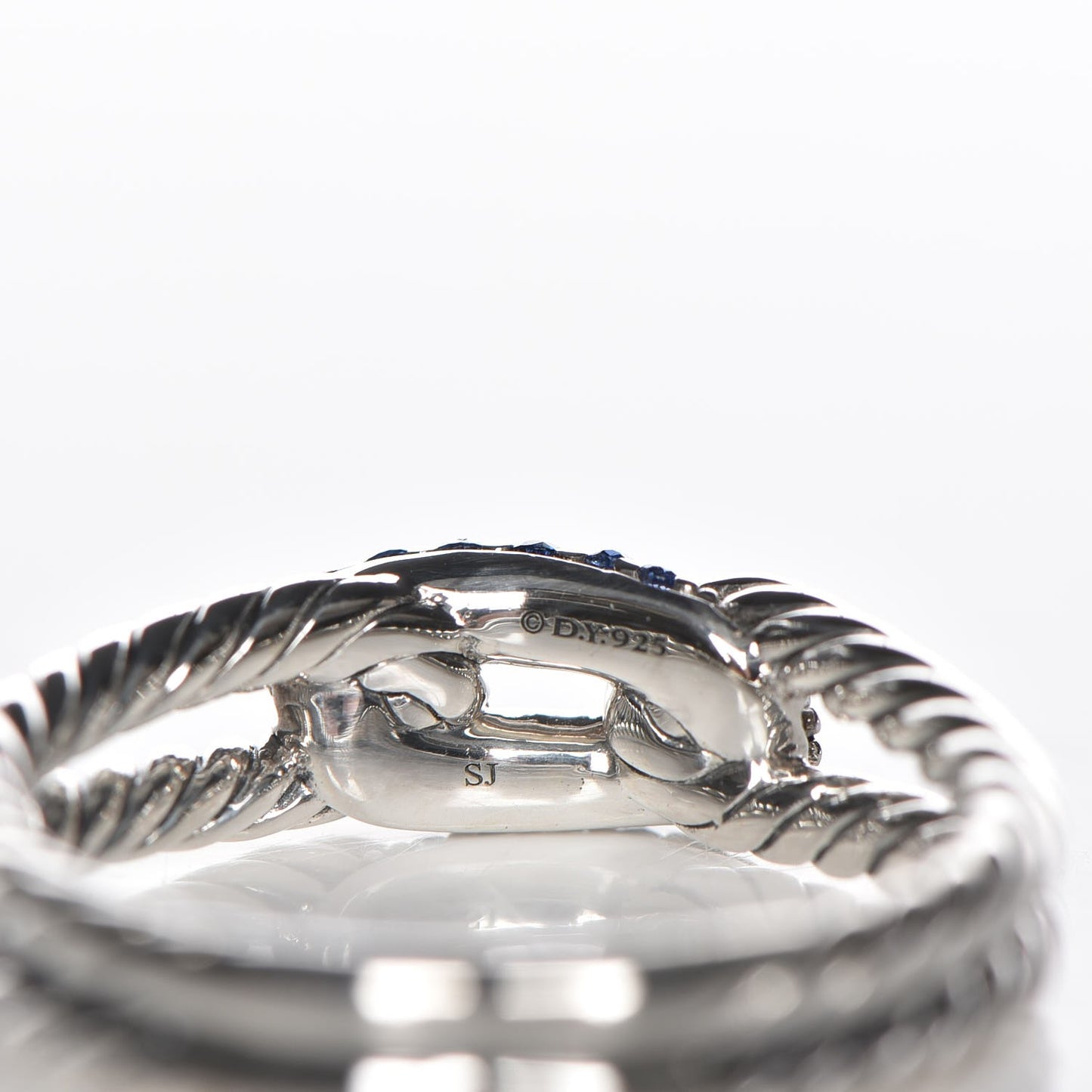 Sterling Silver Blue Sapphire Petite Pave Loop Ring 58 8.5