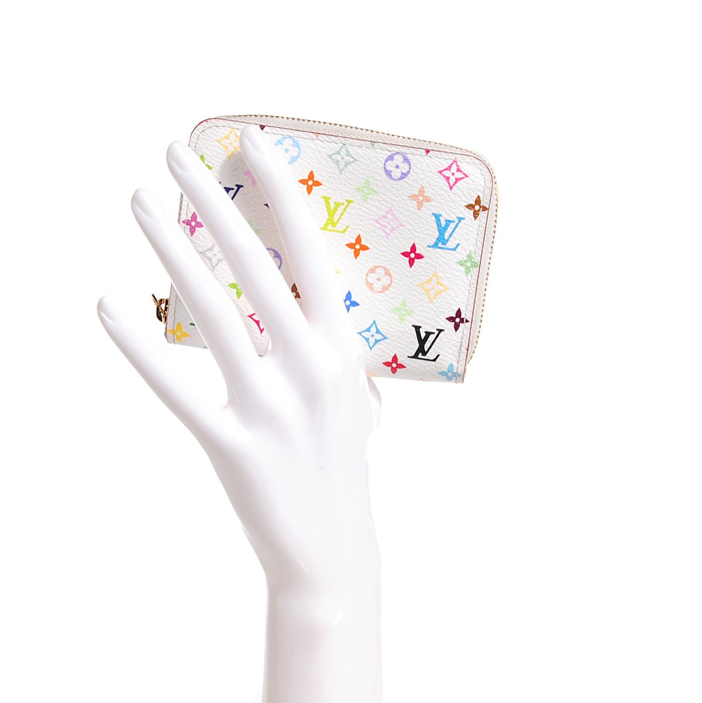 Monogram Multicolor Zippy Coin Purse Wallet White Litchi