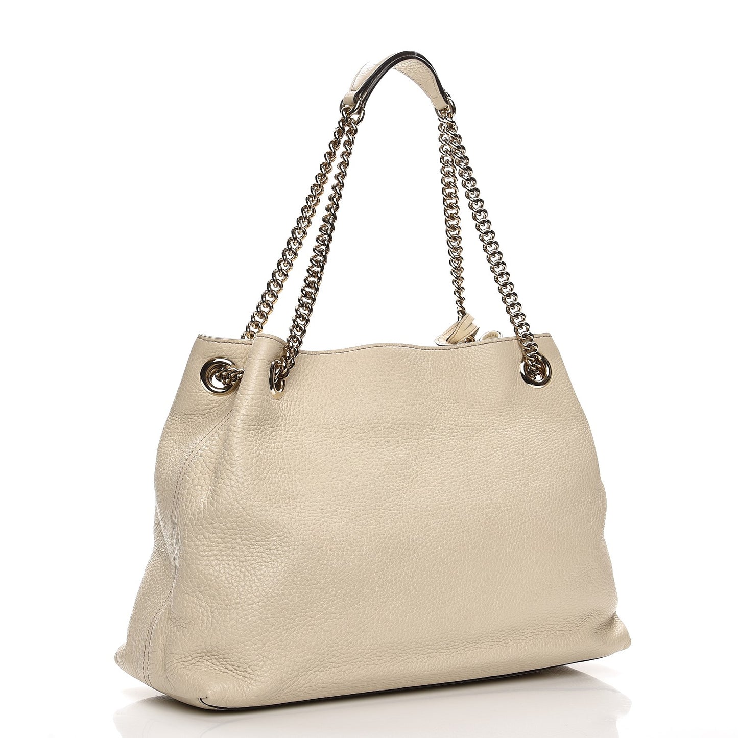 Pebbled Calfskin Medium Soho Chain Shoulder Bag Off White