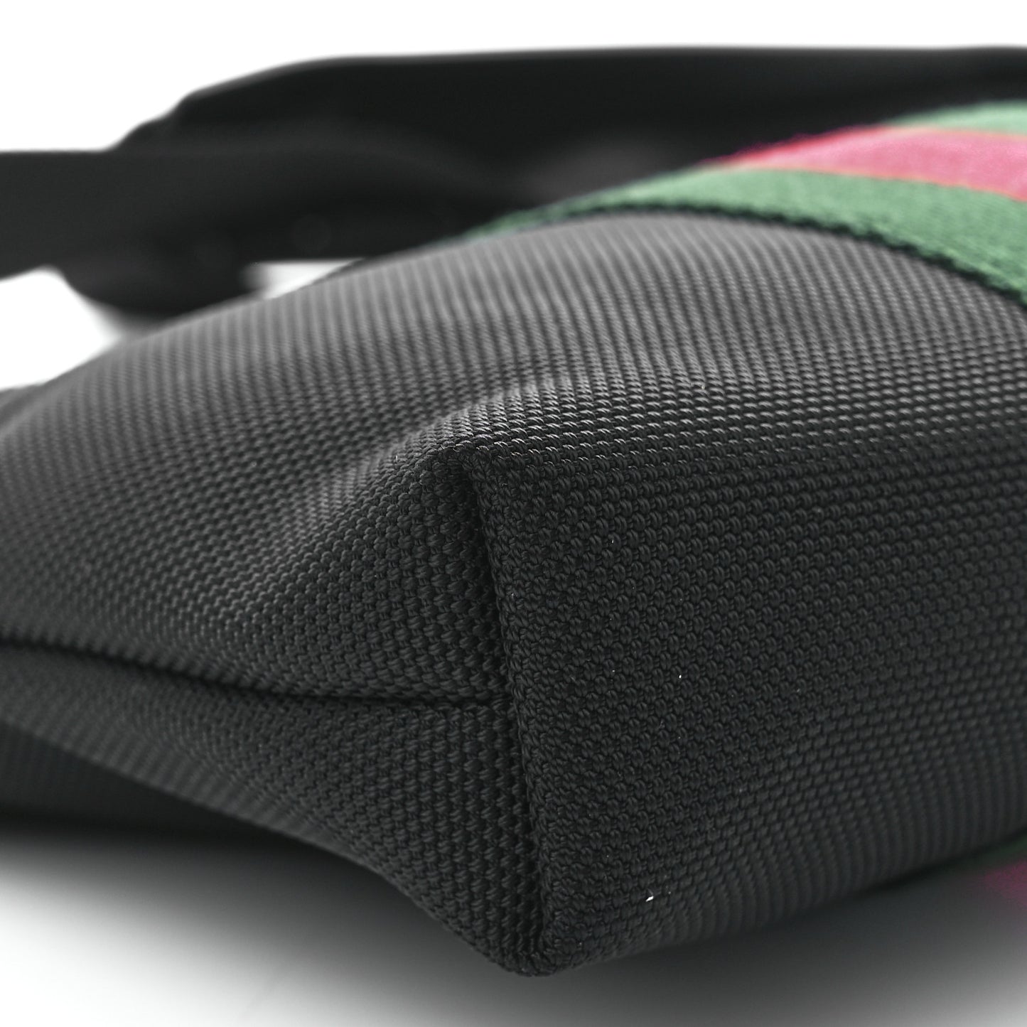 Techno Canvas Selleria Calfskin Web Small Flat Messenger Bag Black