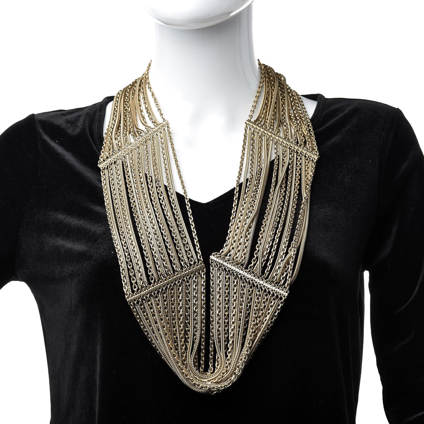 Multi Strand Chain Short Necklace Gold