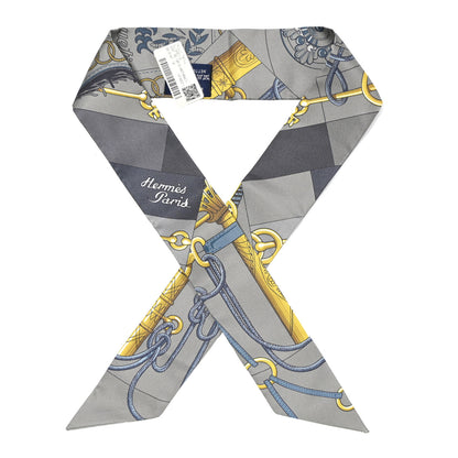 Hermes Silk Cliquetis Twilly Vert De Gris Anthracite 1 of 13