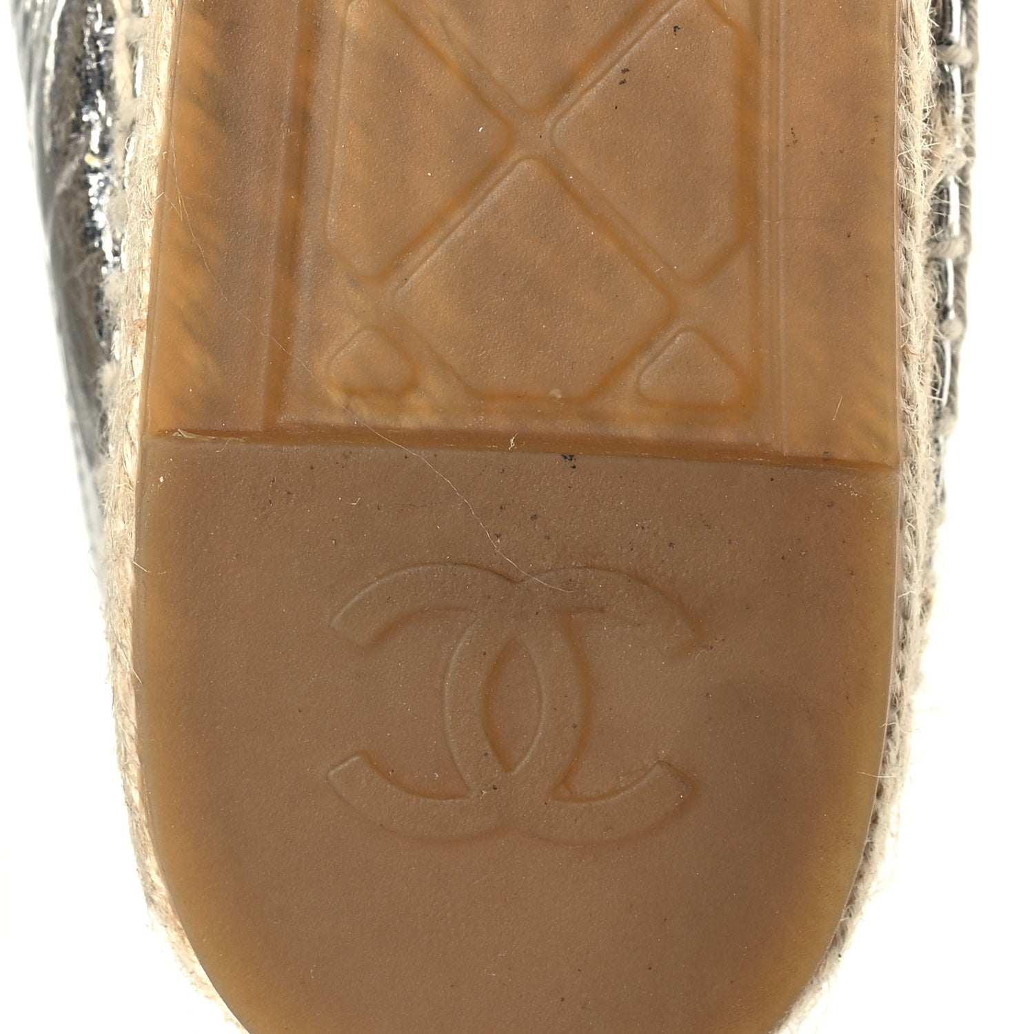 Chanel Laminated Goatskin CC Espadrilles 41  Silver 7 of 7