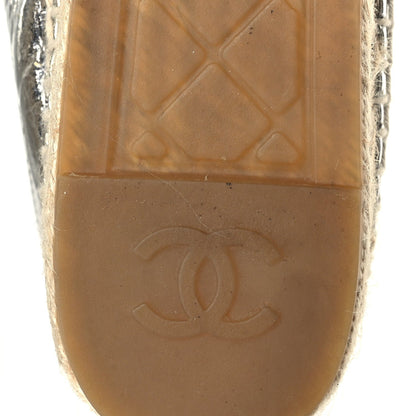 Chanel Laminated Goatskin CC Espadrilles 41  Silver 7 of 7
