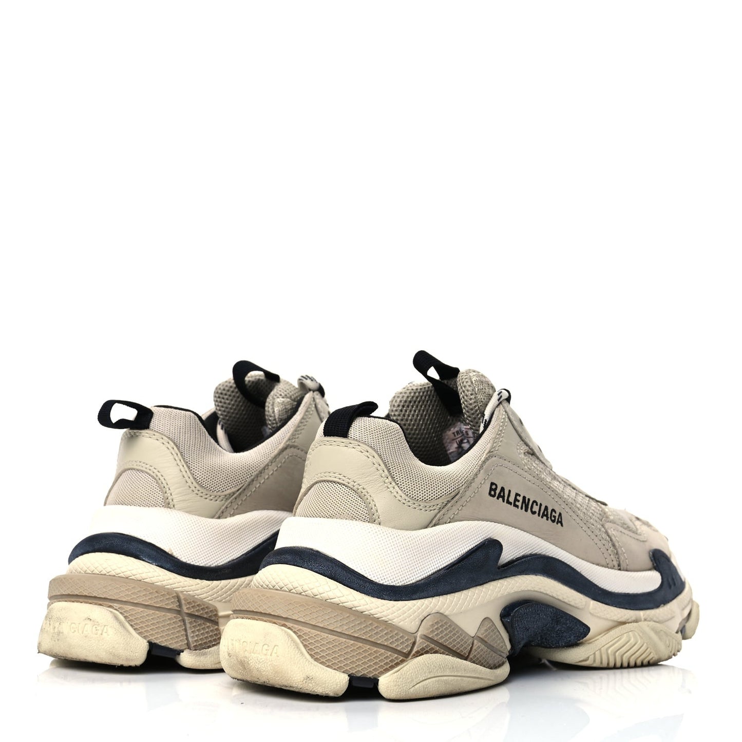 Fabric Mesh Womens Triple S Sneakers 38 Beige Black