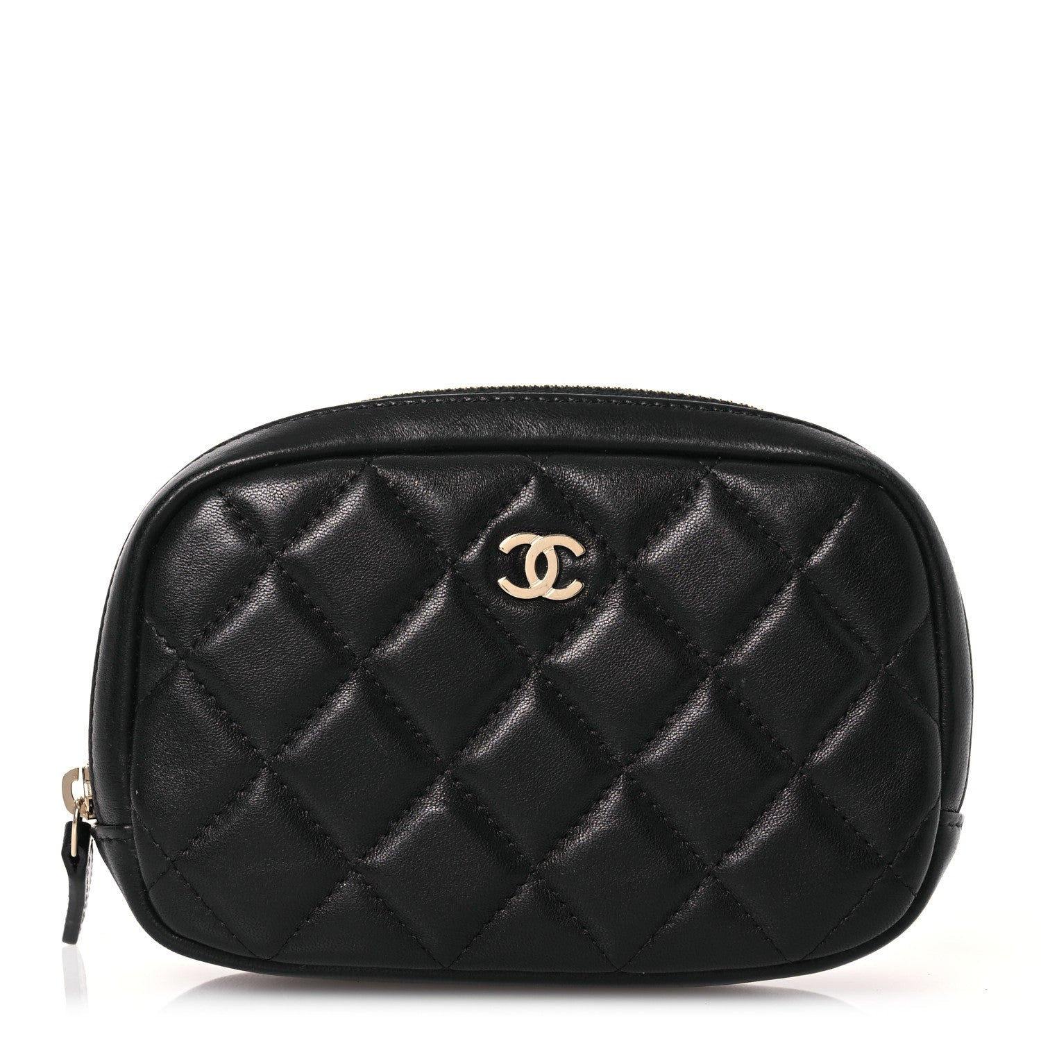 Chanel Lambskin Quilted Small Curvy Pouch Cosmetic Case Black 1 of 11